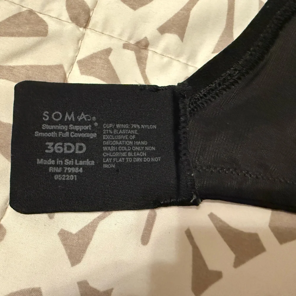 Soma Stunning Support Smooth full coverage underwire bra 36DD black GUC - Picture 4 of 4